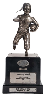 1969 Washington DC Touchdown Club Outstanding College Coach Of the Year Presented To Darrell Royal - University Of Texas